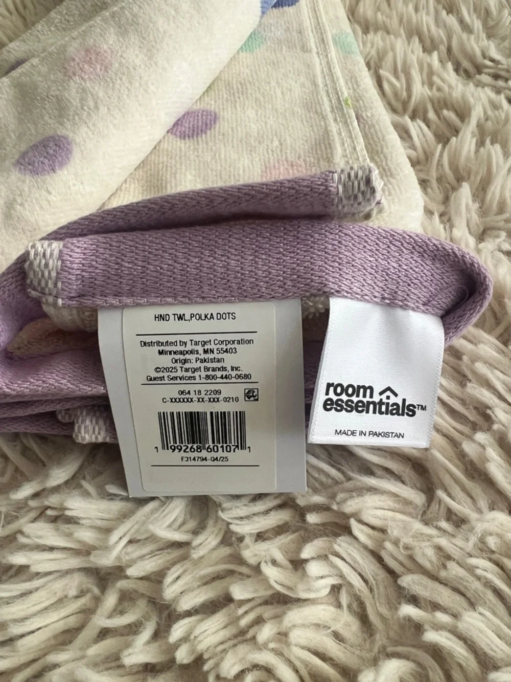 NEW Room Essentials Pastel Polka Dot Hand Towel 100% Cotton - Set Of 2 - Picture 3 of 3